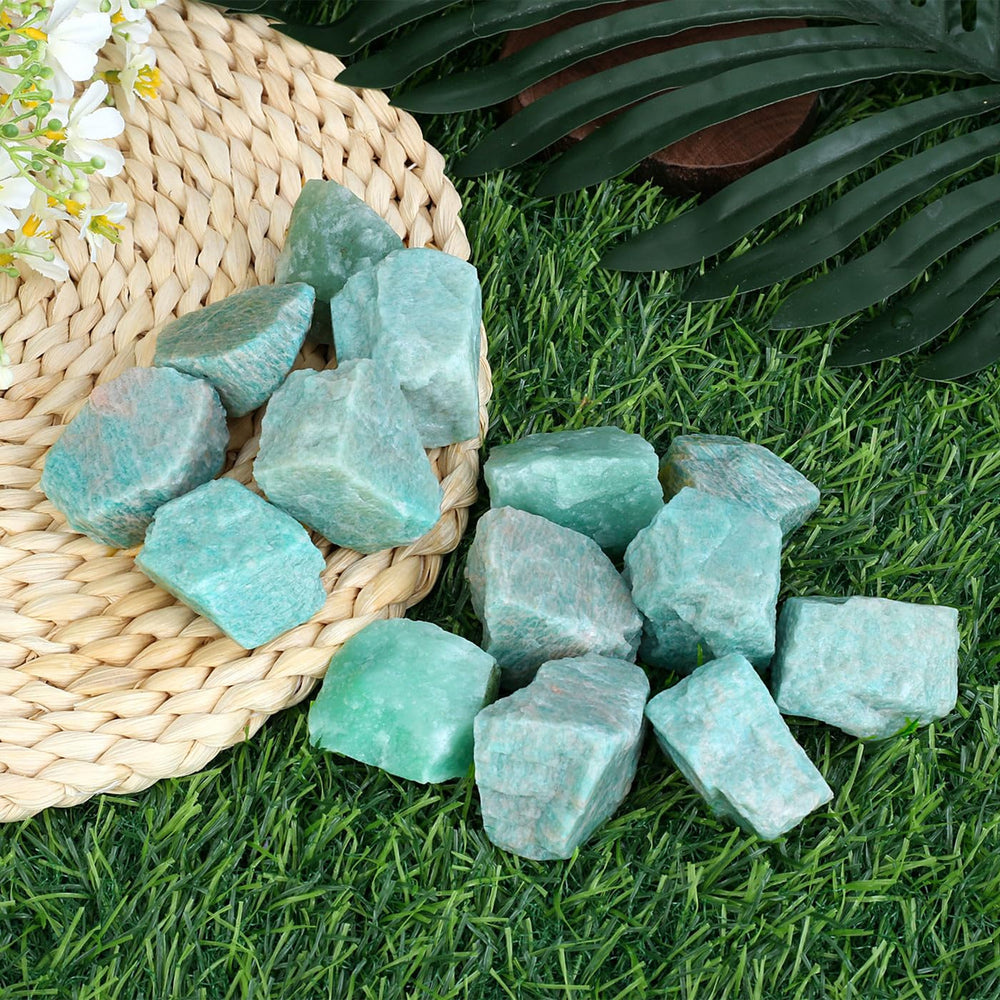 ZHIYUXI Amazonite rough crystal, 2-inch size, ideal for tumbling and jewelry projects.