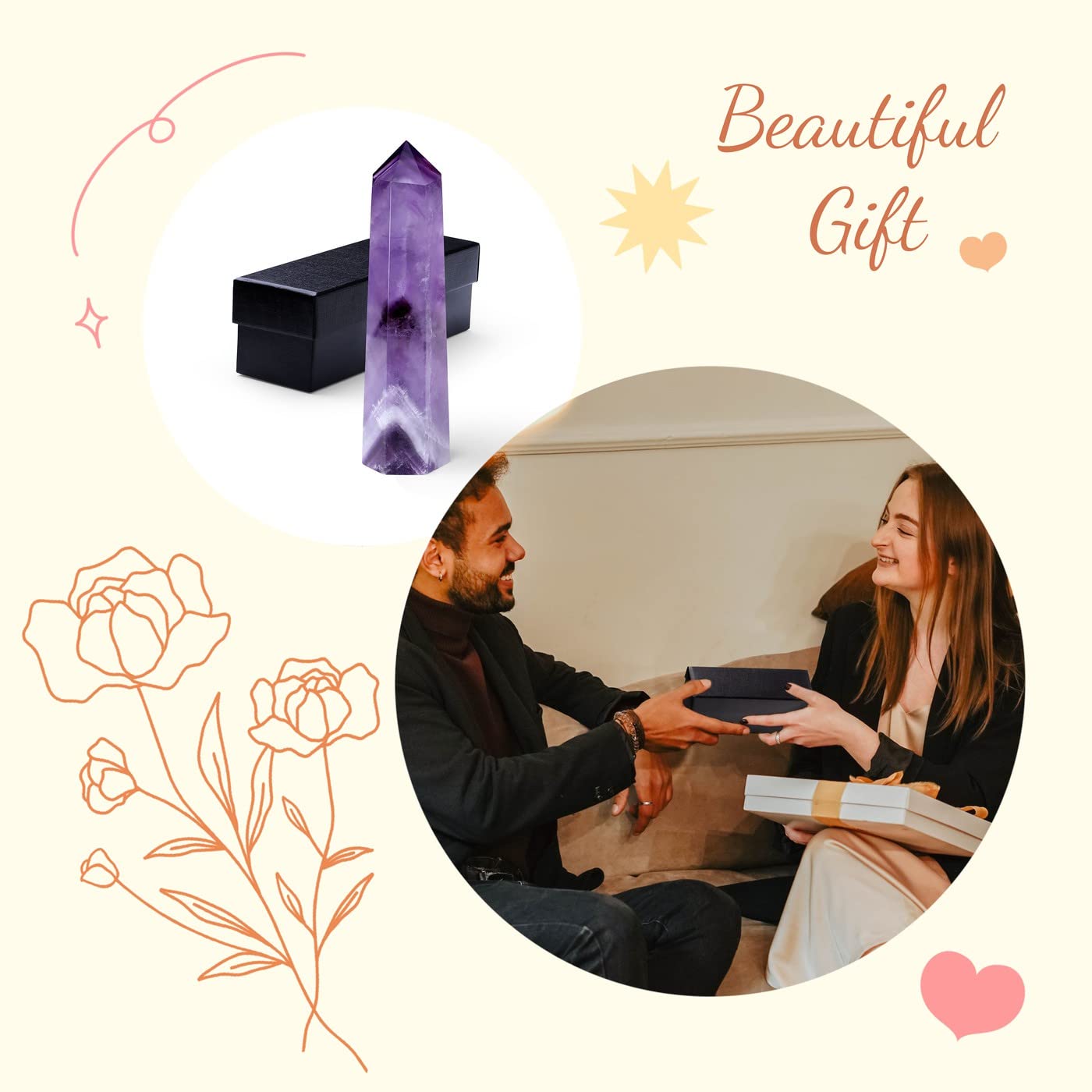 ZHIYUXI amethyst wand displayed on nightstand for ambient energy