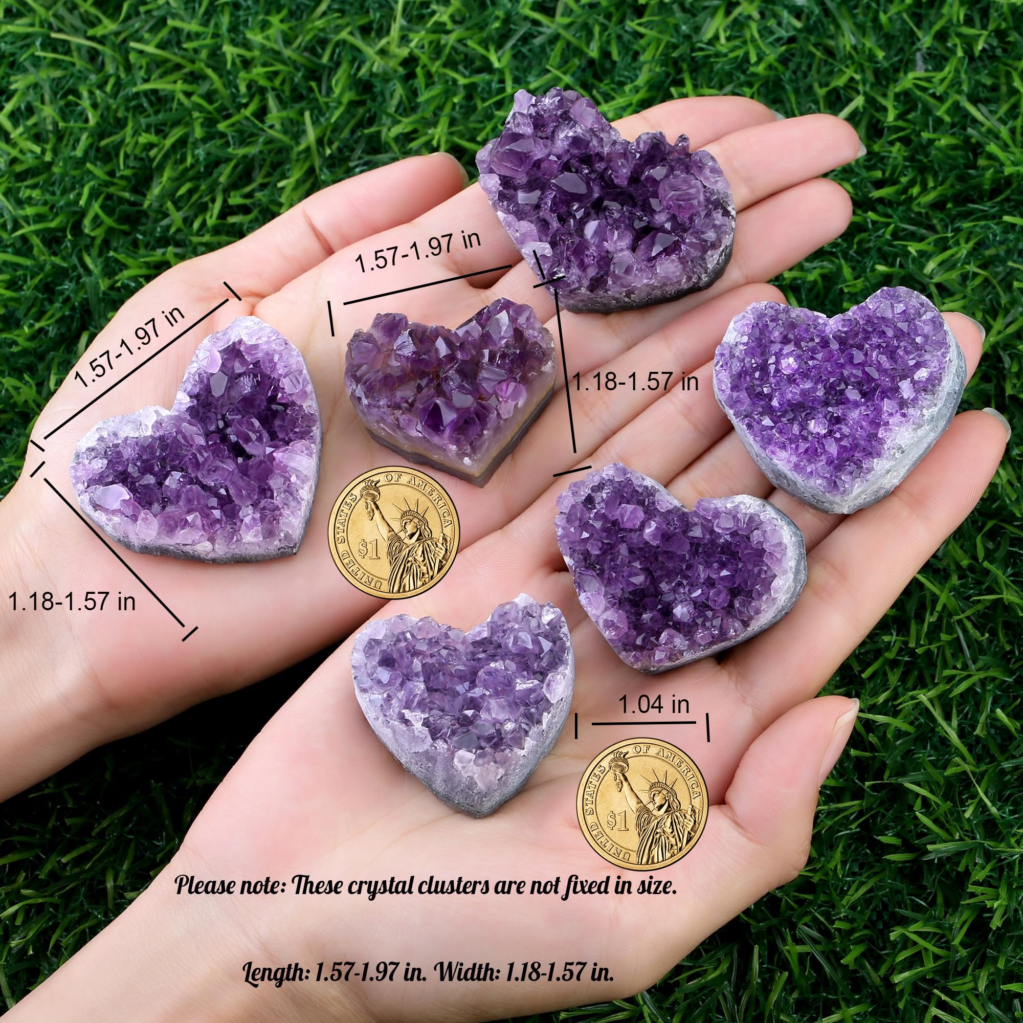 ZHIYUXI amethyst heart gemstone cluster featuring natural variations and uniqueness.