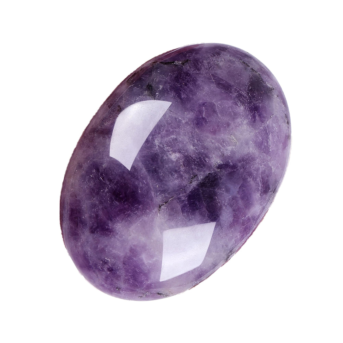 ZHIYUXI amethyst palm stone oval, calming handheld talisman for stress relief and focus.
