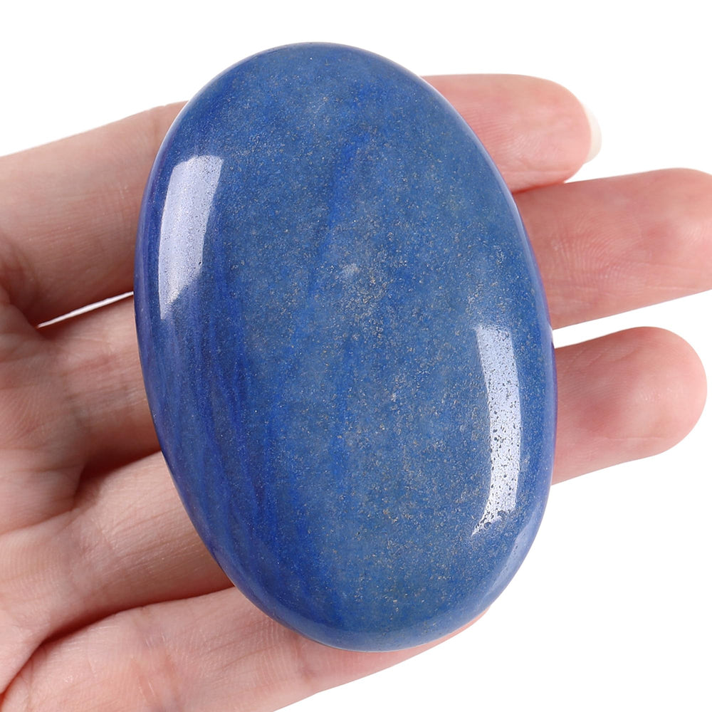 ZHIYUXI blue aventurine palm stone in oval shape for calm meditation