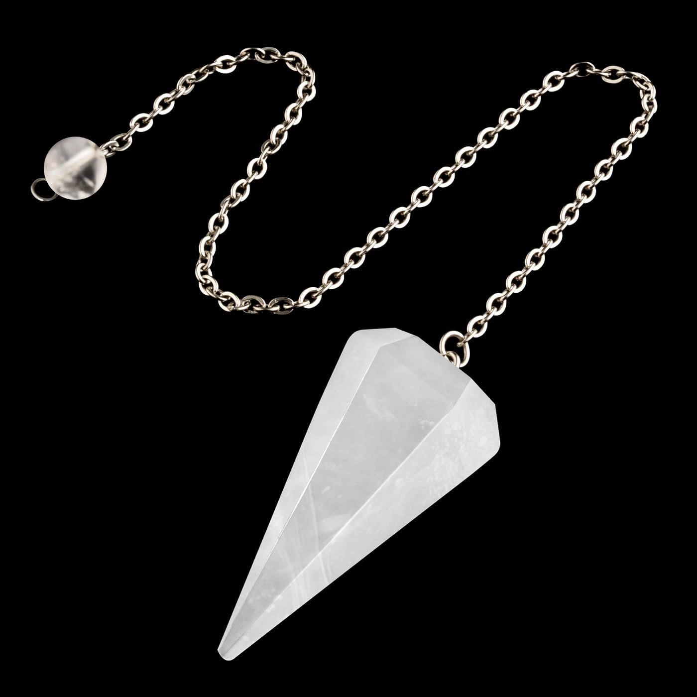 ZHIYUXI clear quartz pendulum necklace for meditation and divination.