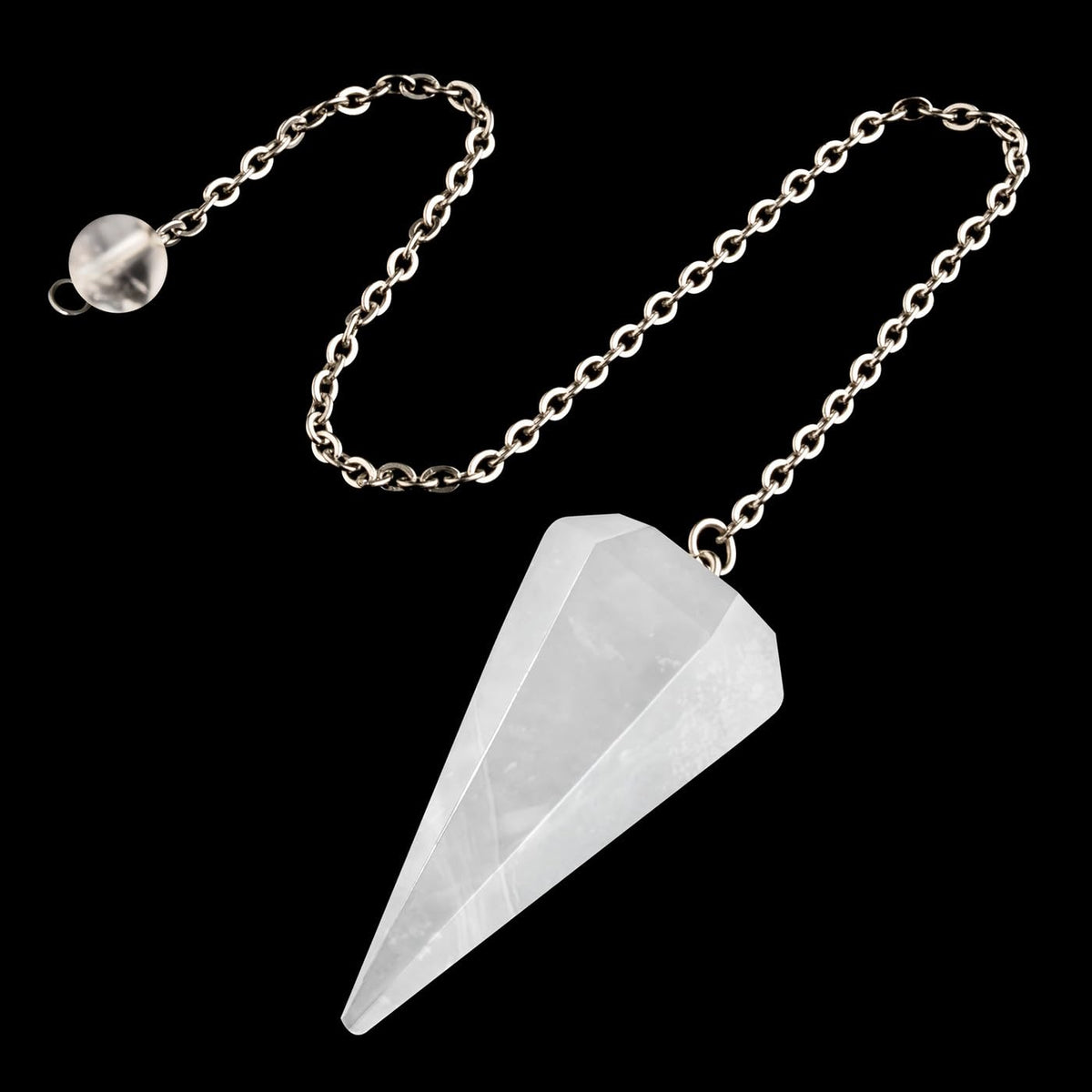 ZHIYUXI clear quartz pendulum necklace for meditation and divination.