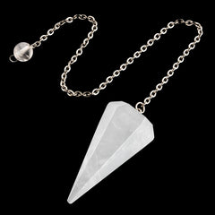 ZHIYUXI clear quartz pendulum necklace for meditation and divination.
