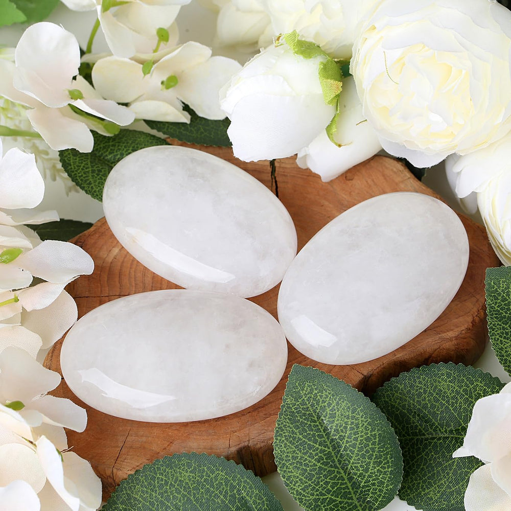 ZHIYUXI clear quartz stress-relief palm stone held in hand