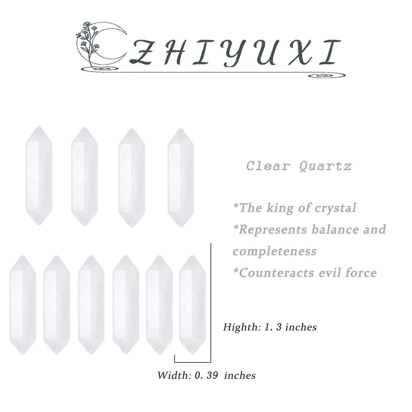 ZHIYUXI Clear Quartz wand on a bedside shelf enhancing tranquil decor