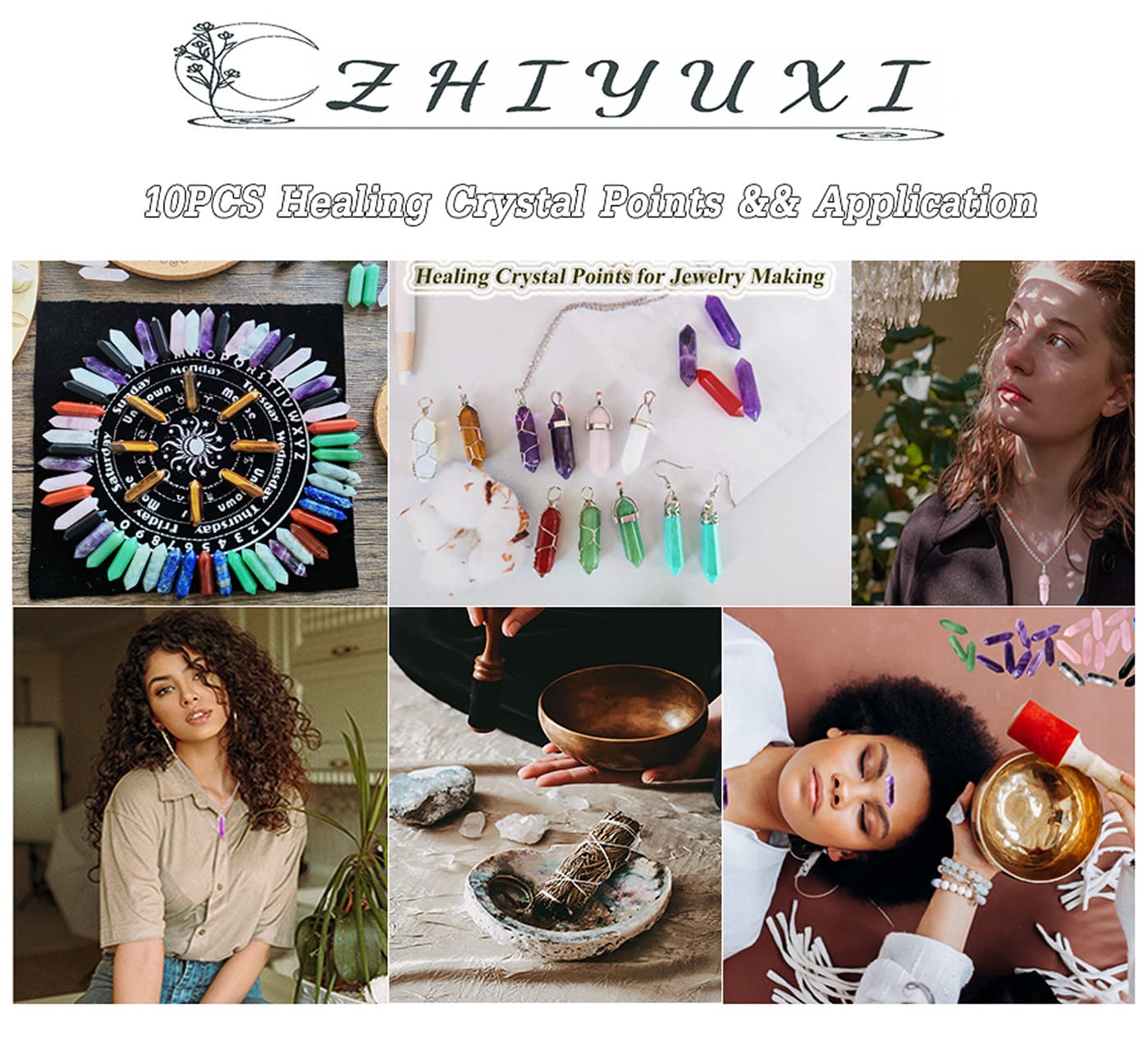 ZHIYUXI Clear Quartz wand held in palm demonstrating portable energy tool