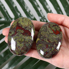Zhiyuxi dragon blood jasper close up highlighting natural patterns.