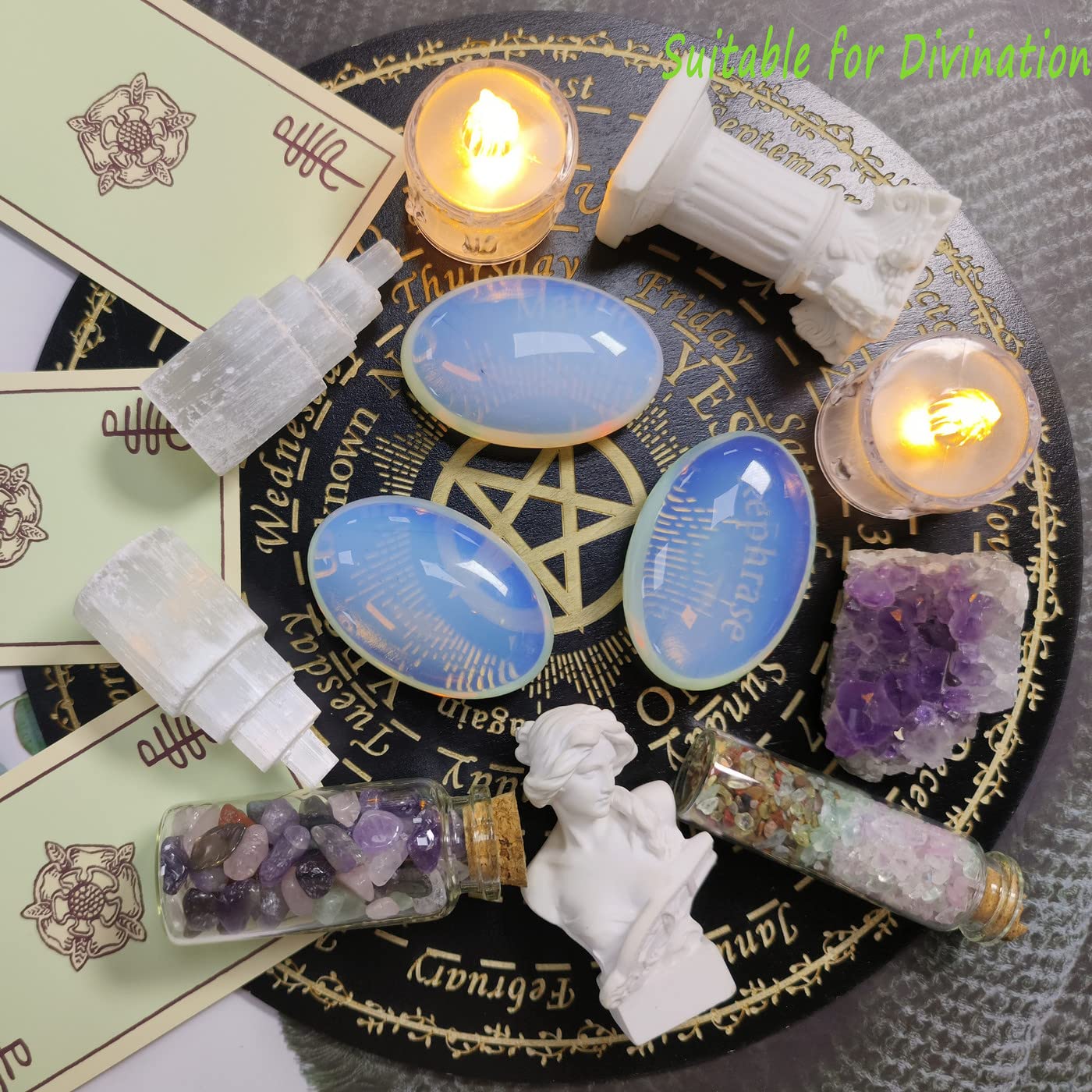 ZHIYUXI Opalite palm stone aids energy balance on shelves.