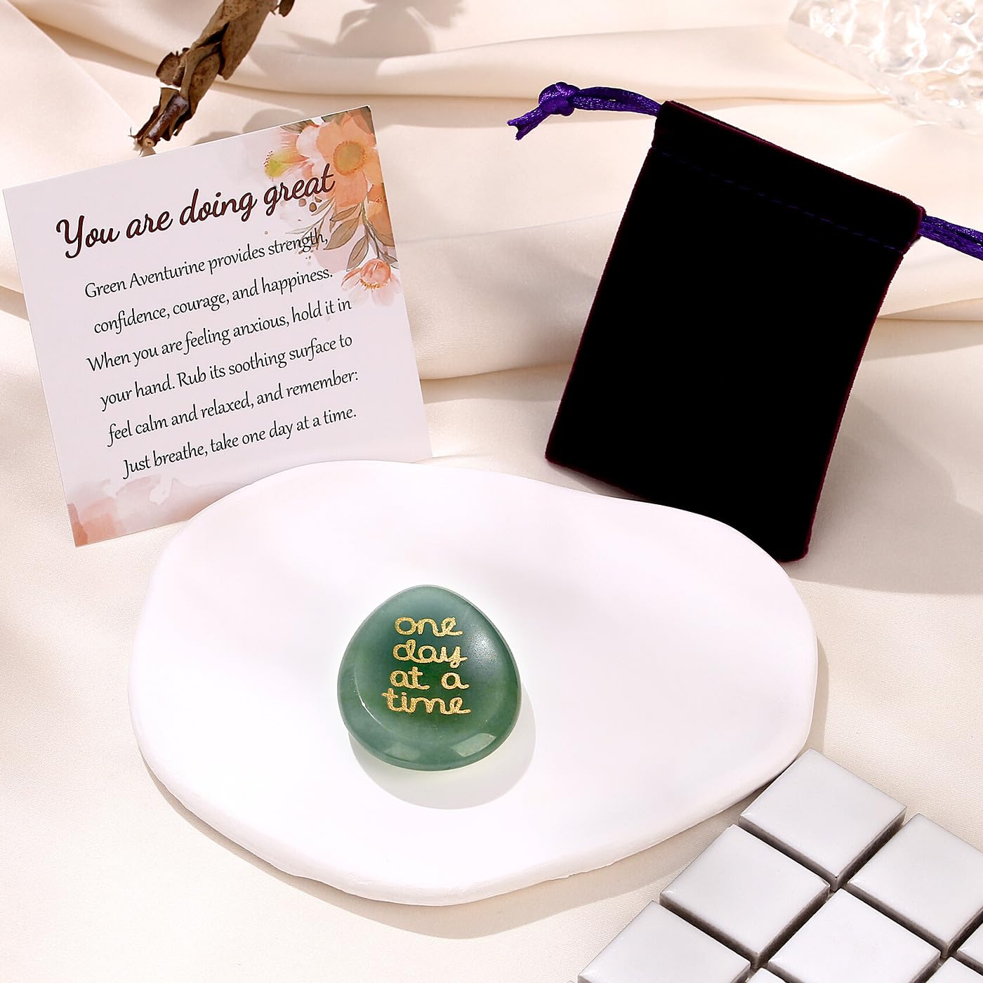 ZHIYUXI Gift-ready worry stone with card for thoughtful encouragement.