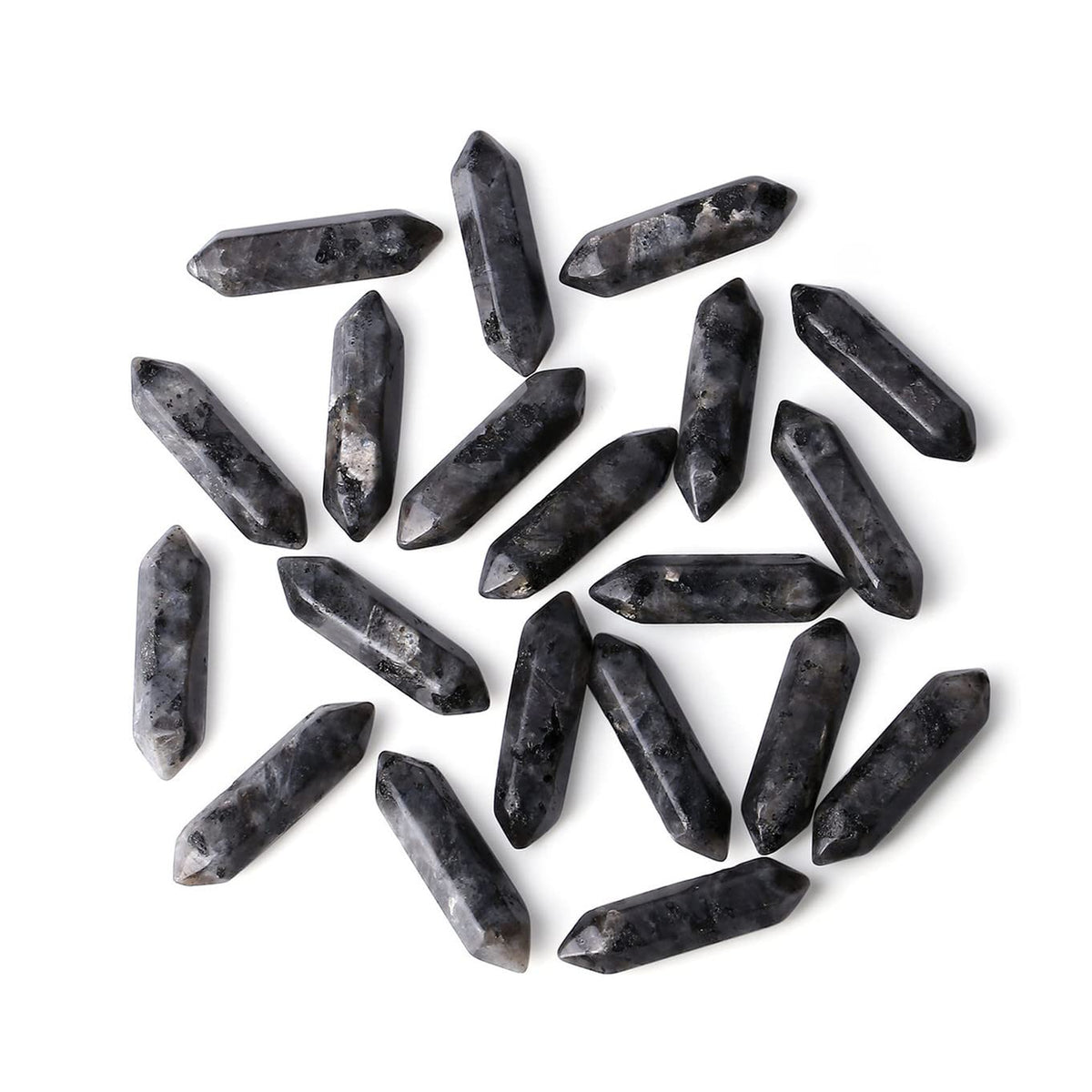 Pierre labradorite noire ZHIYUXI en baguette, favorisant la clarté mentale et le calme.