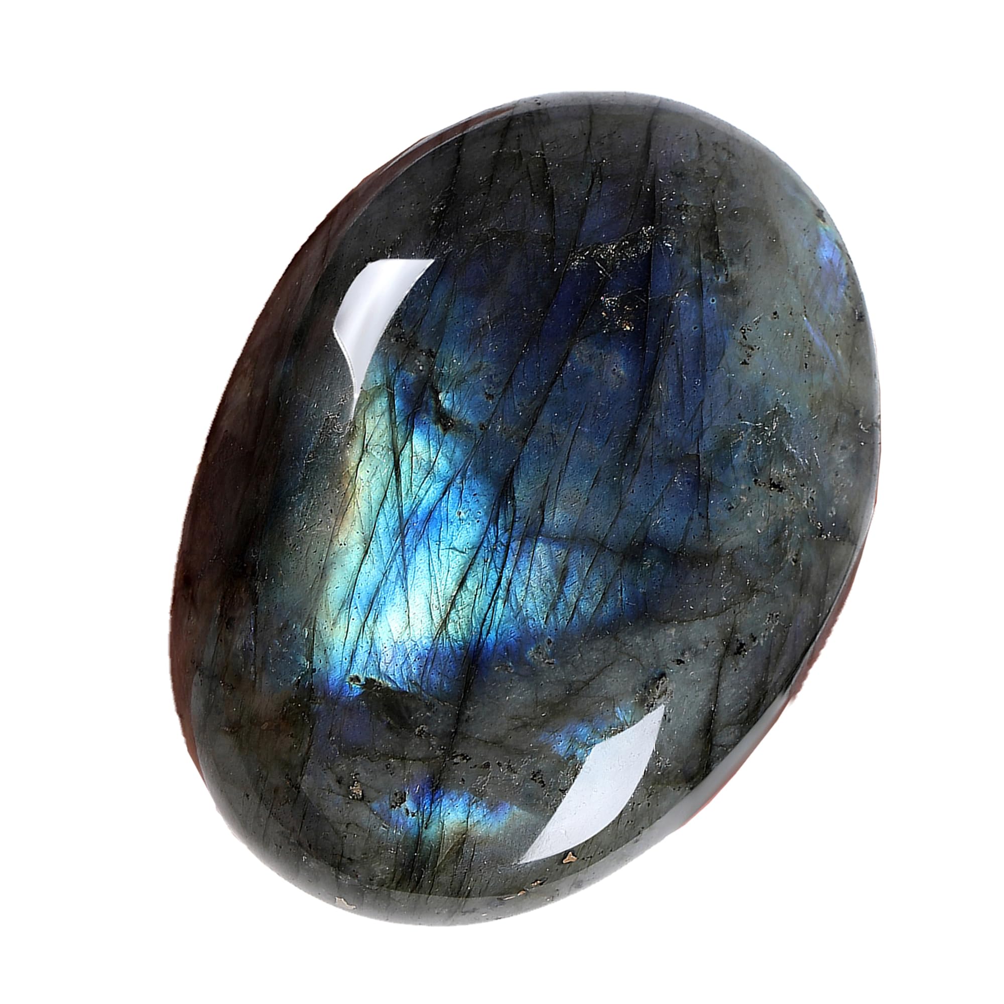 ZHIYUXI Labradorite oval palm stone for calming energy balance.