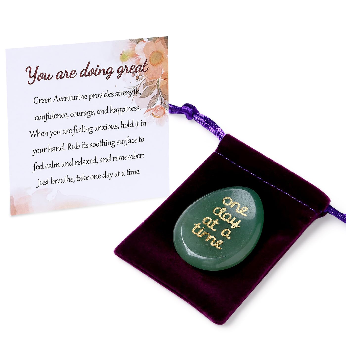ZHIYUXI One Day at a Time worry stone in hand for calming focus.