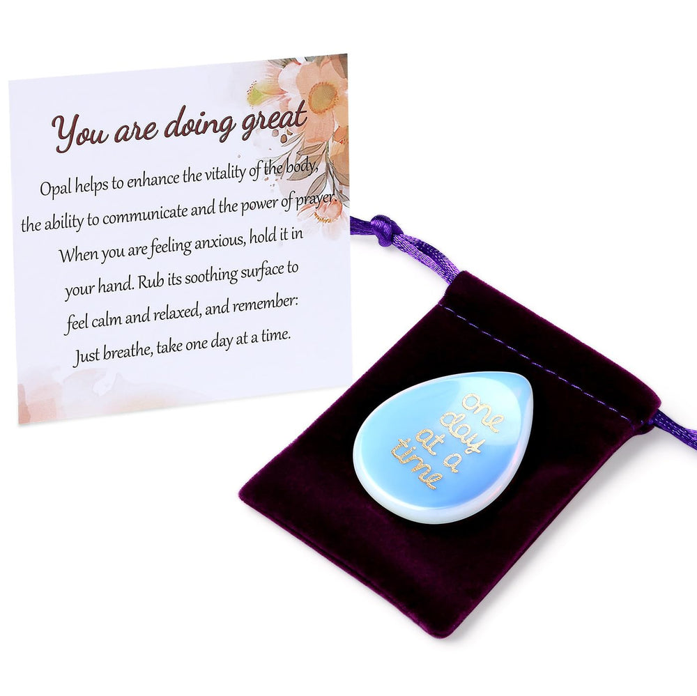 Zhiyuxi One Day at a Time Opal thumb worry stone promotes focus and present-moment awareness