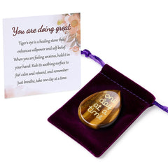 ZHIYUXI One Day at a Time tiger eye thumb worry stone, soothing pocket companion for focus.