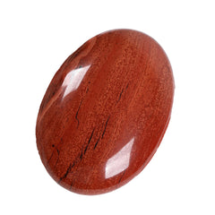 ZHIYUXI red Jasper palm stone oval close-up for calming grip and focus during meditation.