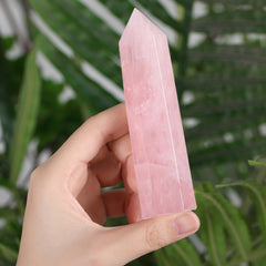 ZHIYUXI rose quartz crystal wand for meditation and balance.