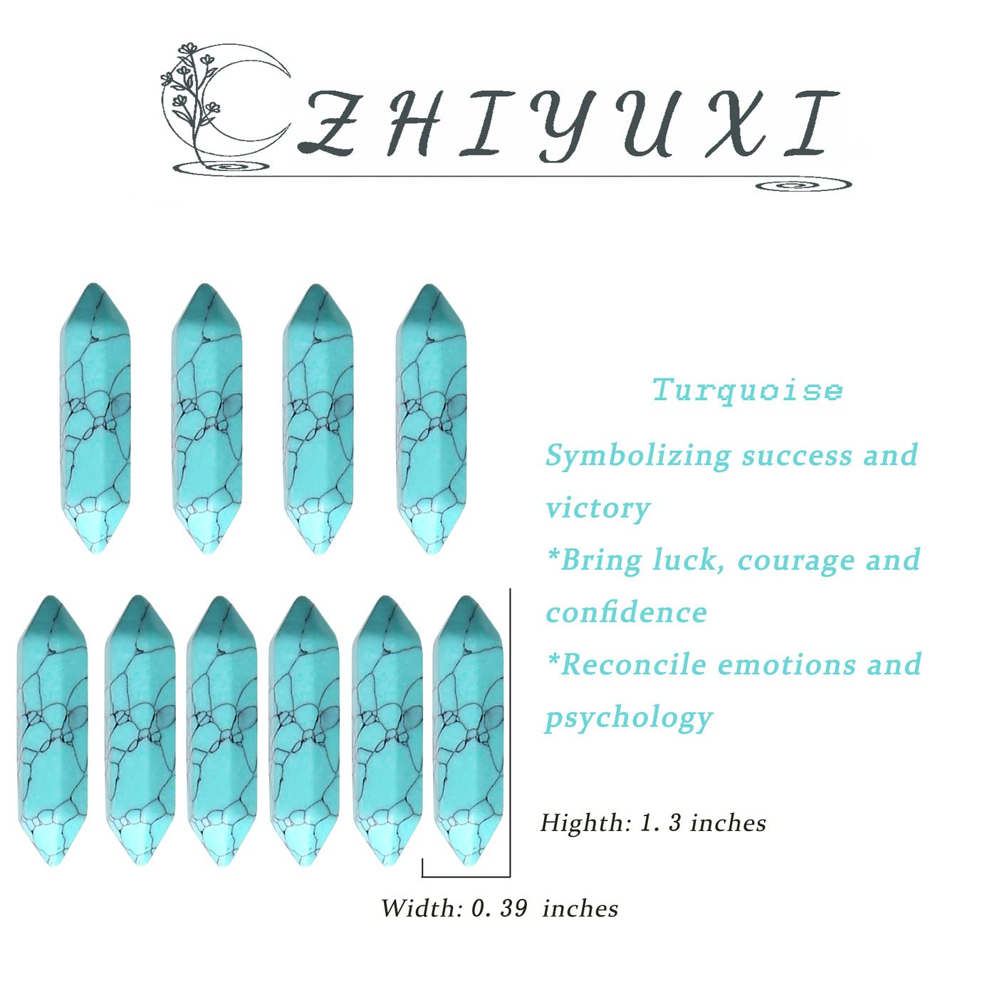 ZHIYUXI turquoise crystal point in office offering focus and emotional balance