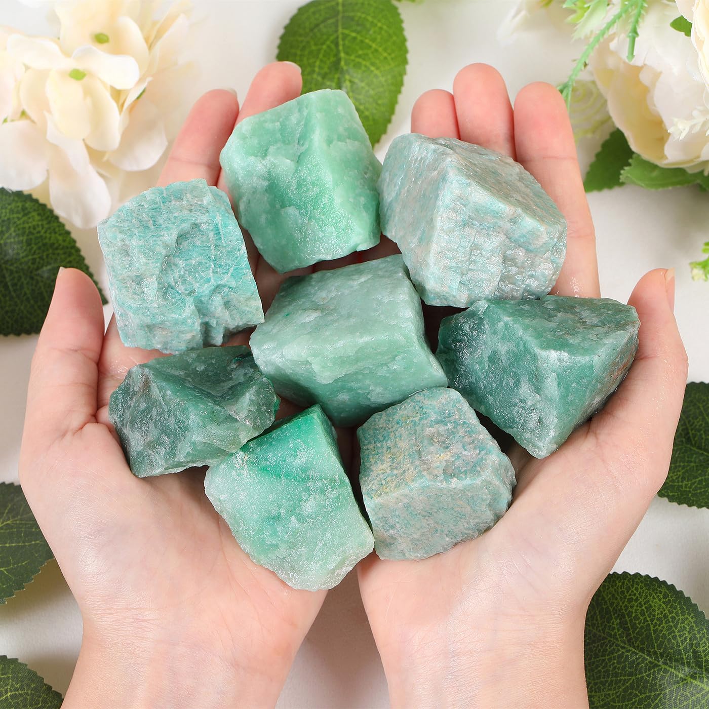 ZHIYUXI Amazonite rough stones for wire wrapping and craft displays.
