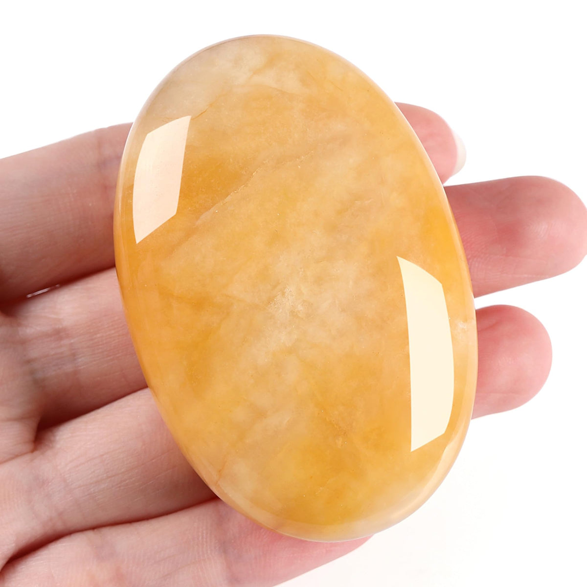 ZHIYUXI yellow jade oval palm stone for calming hand use