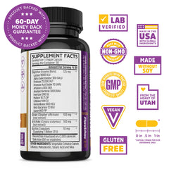 Close-up of Zhou Bloat Blast+ capsules showing enzyme and probiotic blend