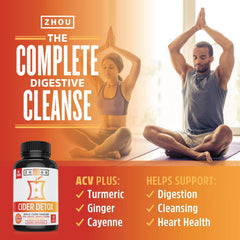 Zhou Cider Detox natural ingredients like ginger and turmeric highlighted for balanced digestion.
