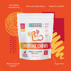 Close-up of pink lemonade gummies from ZHOU Creatine Chews