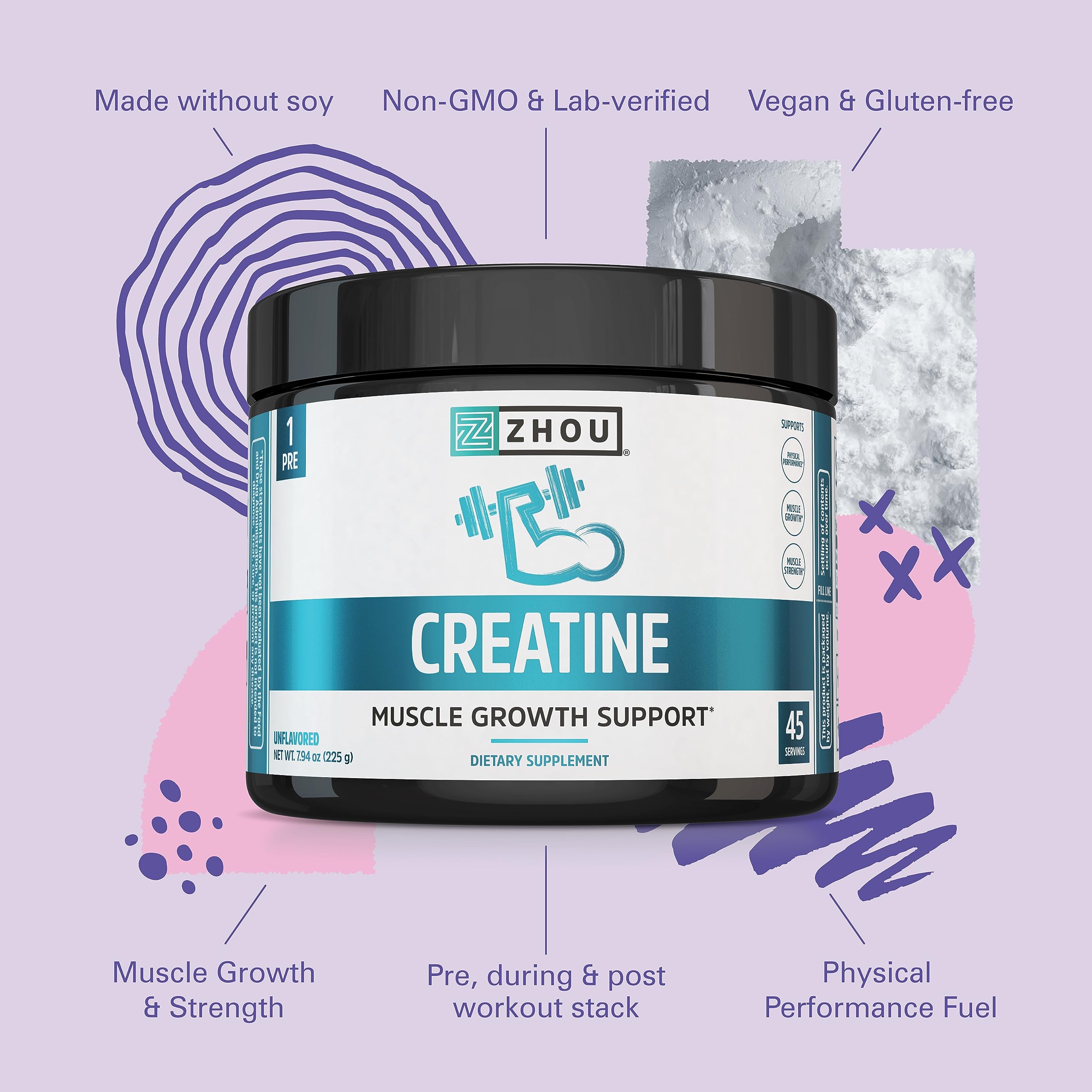 Zhou Creatine powder mixed with water during quick workouts
