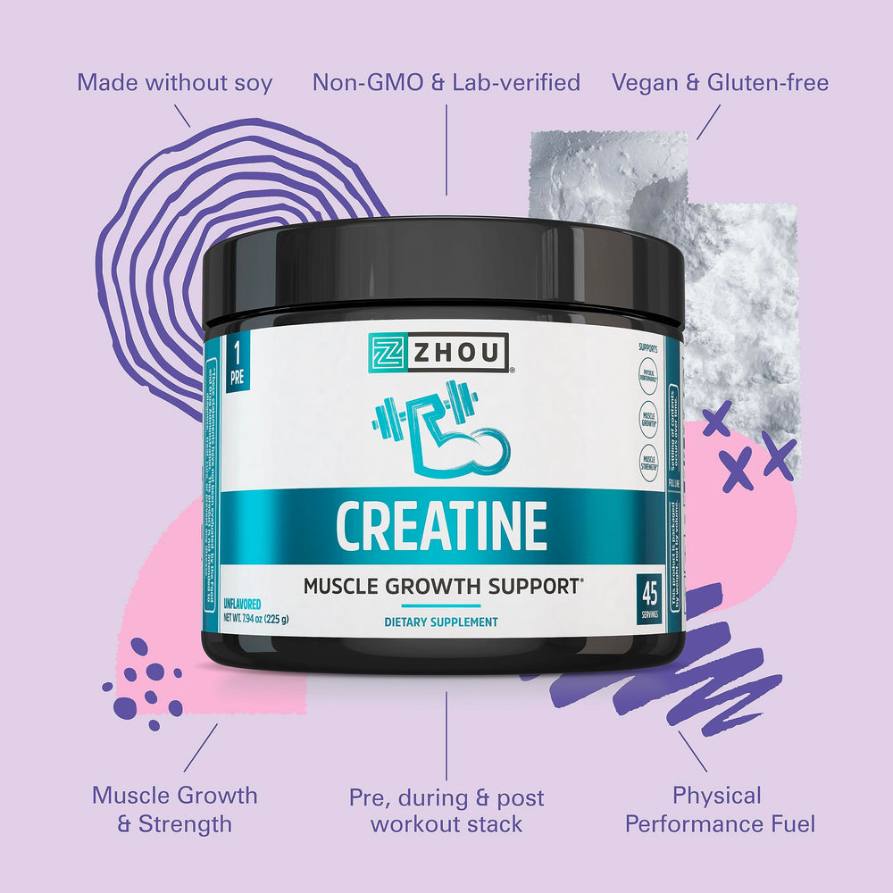 Zhou Creatine powder mixed with water during quick workouts