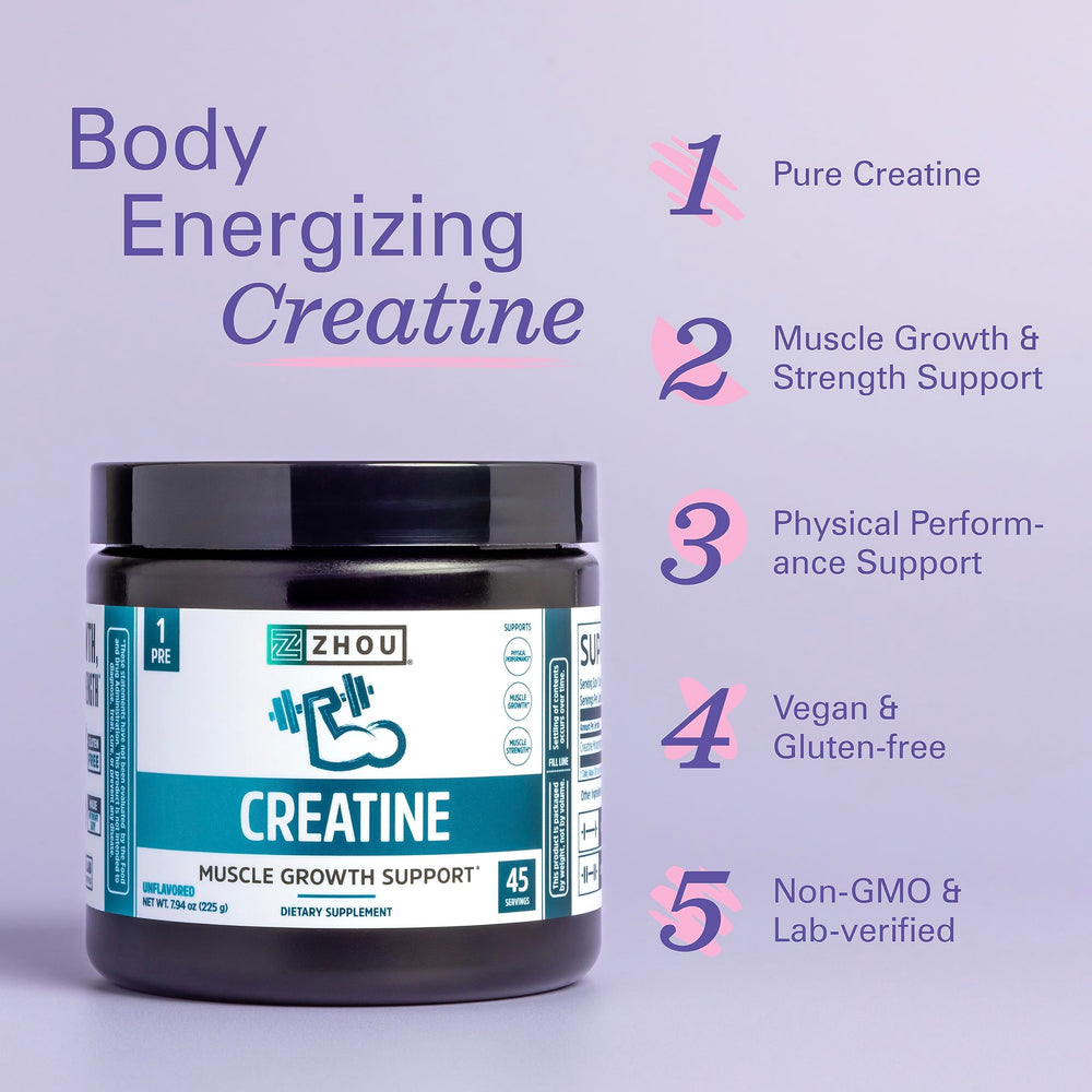 Zhou Creatine serving scoop shown for easy daily 5 g dose