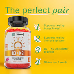 ZHOU D3+K2 bottle back label highlights D3 and MK-7 details.