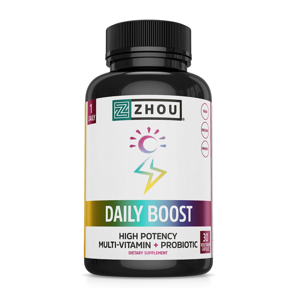 Zhou Daily Boost bottle front displaying packaging for daily immune support and energy