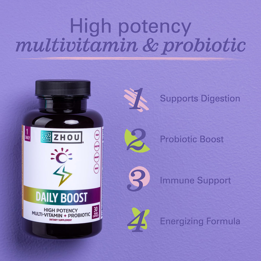 Zhou Daily Boost label highlights vitamin A, C, zinc for antioxidant support and eye health
