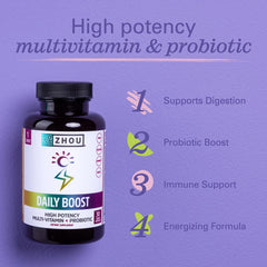 Zhou Daily Boost label highlights vitamin A, C, zinc for antioxidant support and eye health