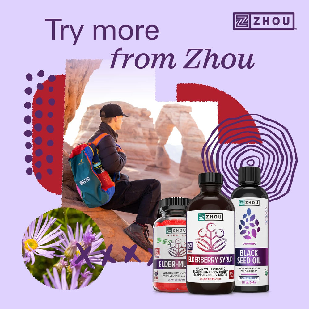 Zhou Elder-Mune+ jarabe servido en vaso con agua.