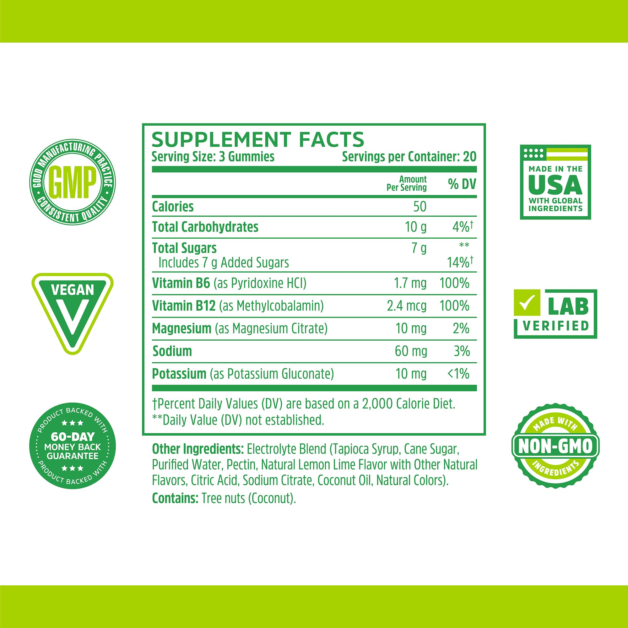 ZHOU Hydro-Fuel Gummies label back shows electrolytes and vitamins for energy support