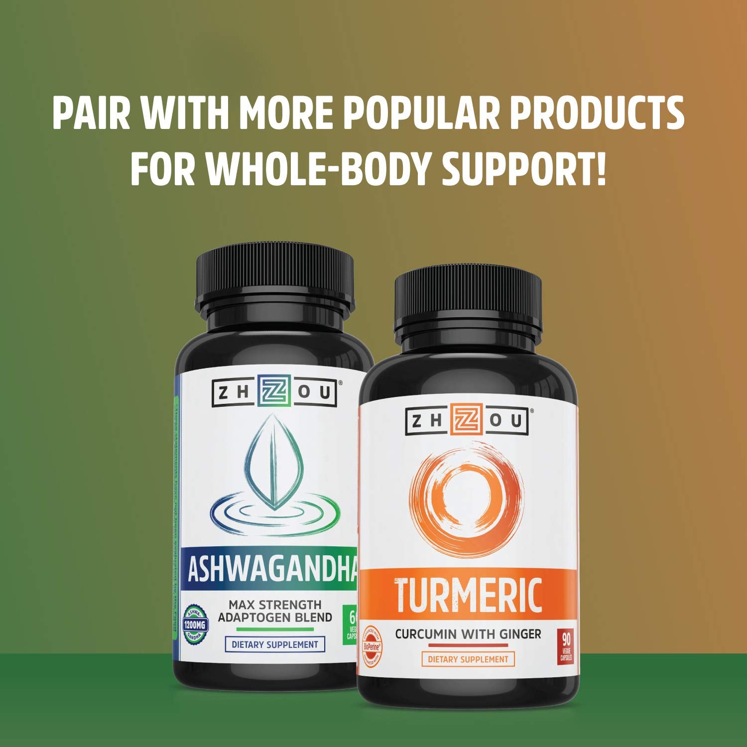 ZHOU Mushroom 8-Plex label and packaging emphasize organic fermentation and adaptogenic blend.