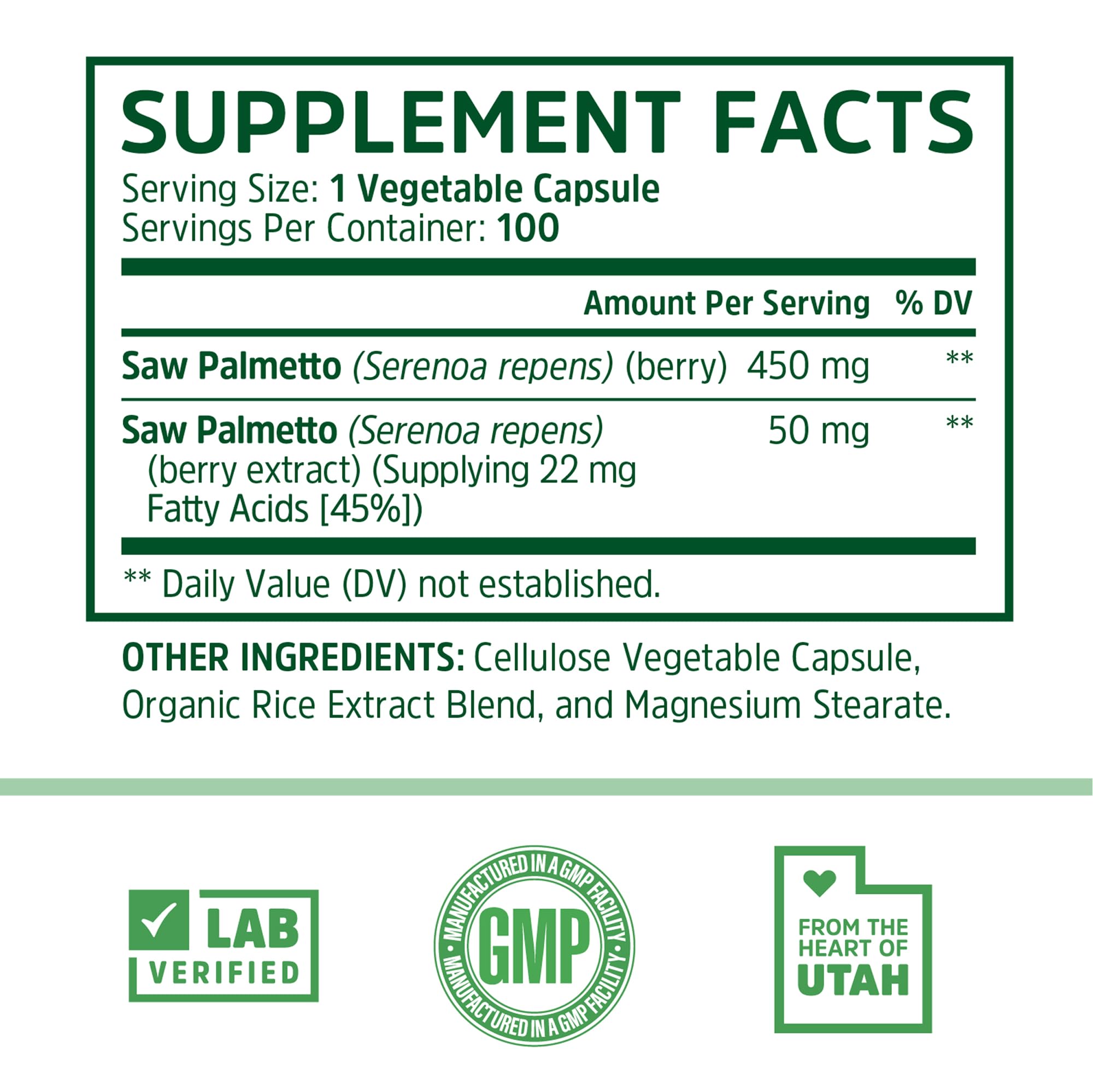 ZHOU Saw Palmetto ingredients powder highlights berry blend and extract.