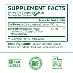 ZHOU Saw Palmetto ingredients powder highlights berry blend and extract.