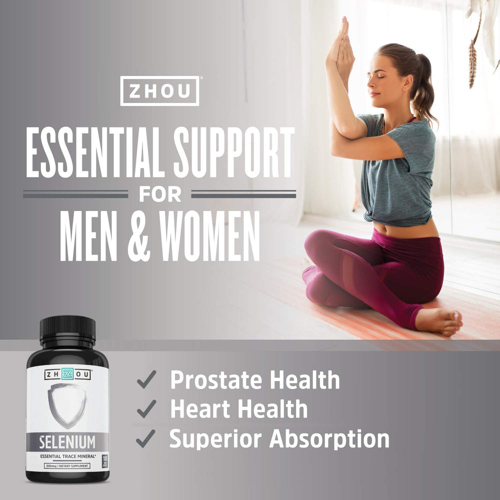 ZHOU Selenium capsules in hand illustrate easy daily dosage for men and women