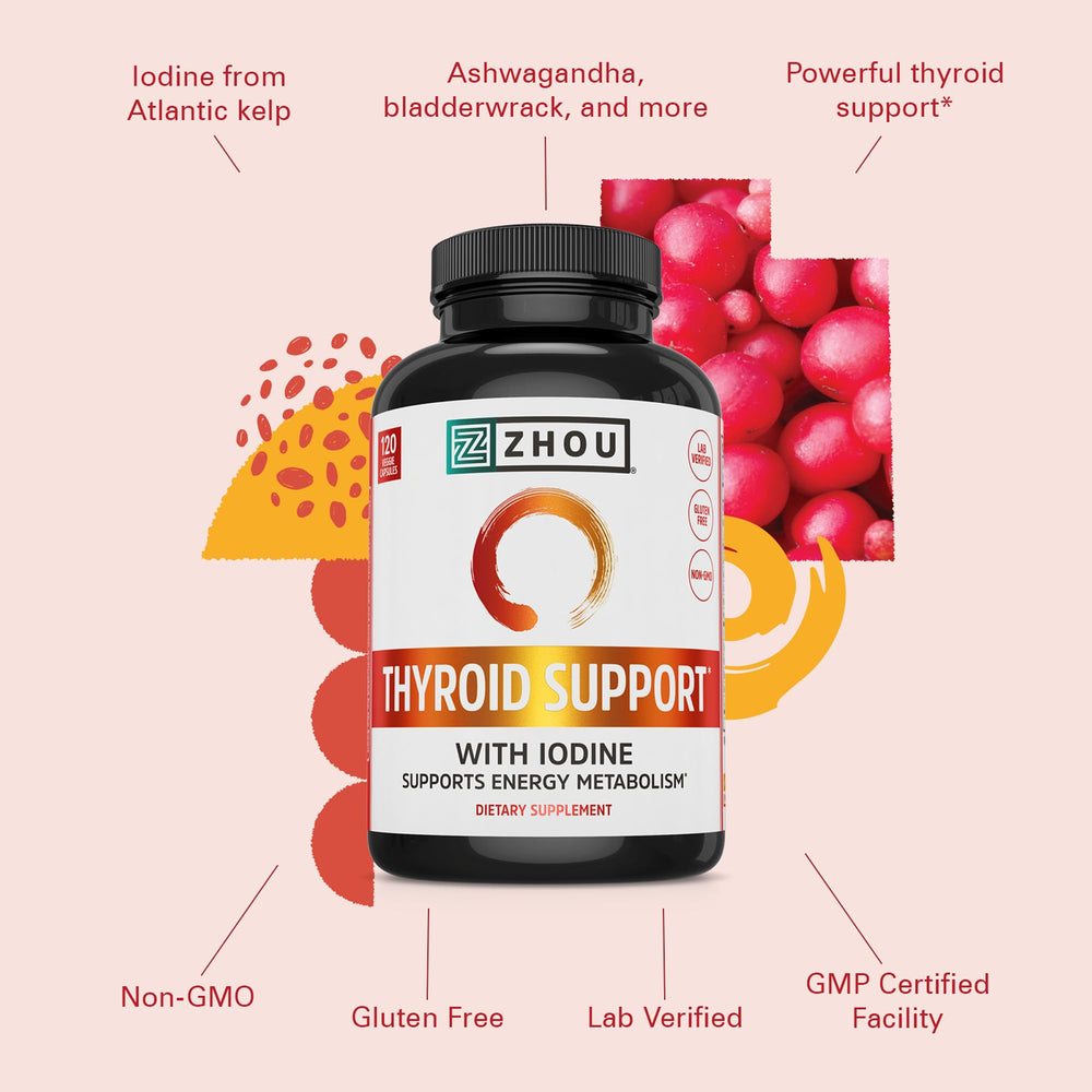 ZHOU Thyroid Support with ashwagandha for focused energy support