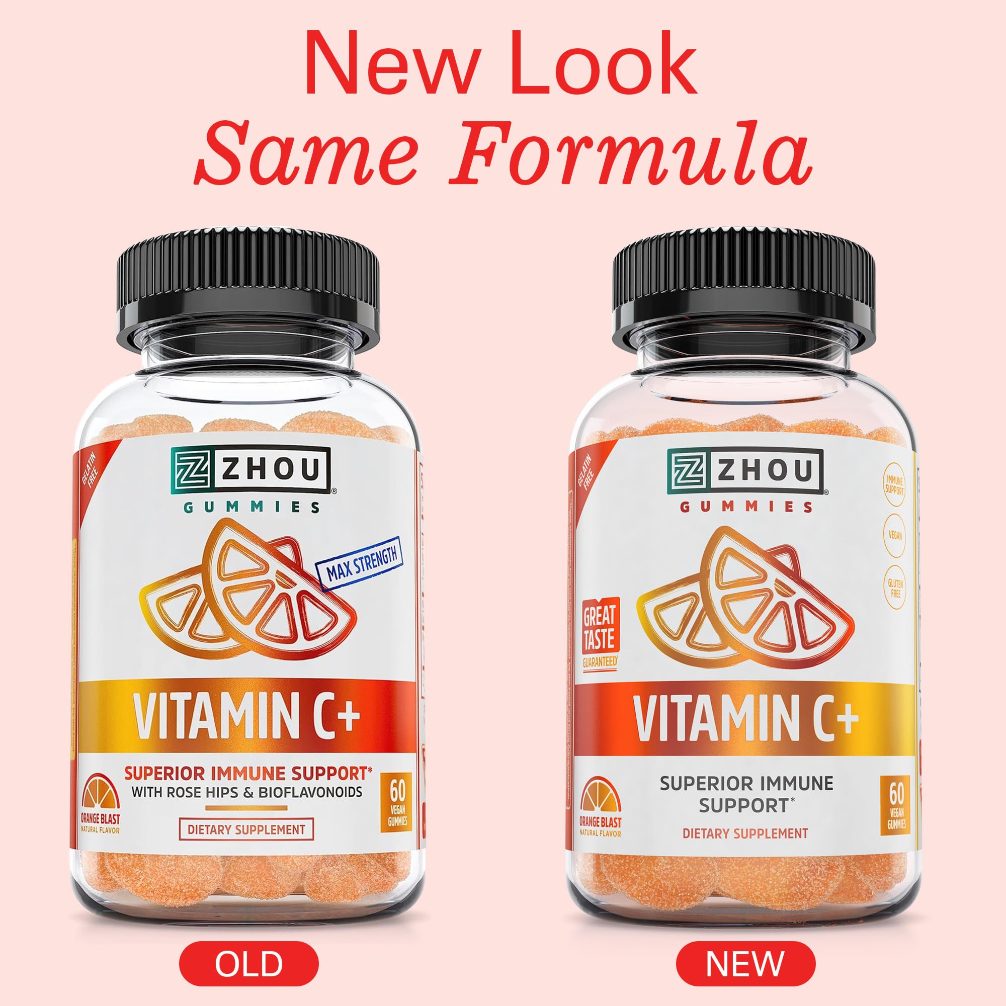 ZHOU Vitamin C+ Gummies bottle side view highlighting product design and label