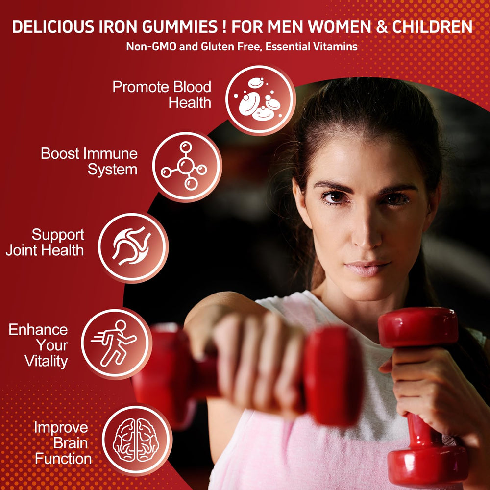 ZHPHK Iron Gummies close-up shows chewy texture and flavor.