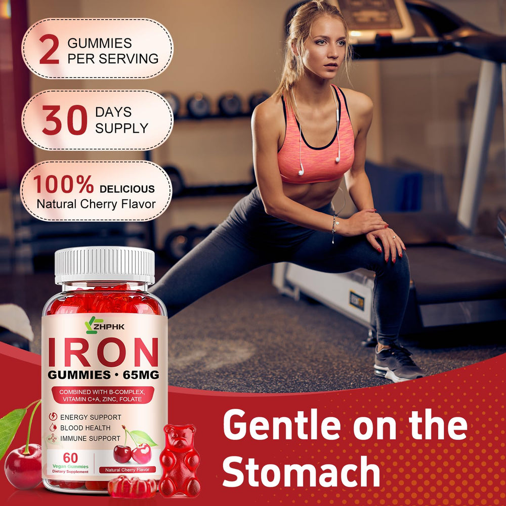 ZHPHK Iron Gummies with zinc and folic acid for a complete profile.