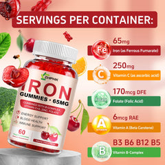 ZHPHK Iron Gummies packaging highlights non-GMO and gluten-free.