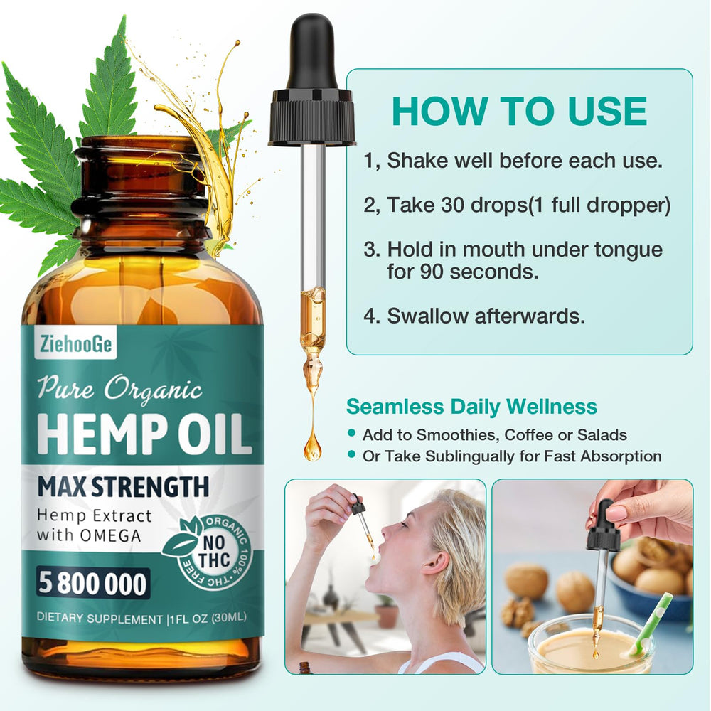 ziehooGe hemp oil organic extract label highlights non-GMO purity
