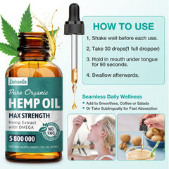 ziehooGe hemp oil organic extract label highlights non-GMO purity
