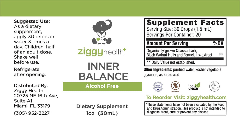 Dropper dispensing Ziggy Health Inner Balance for consistent dosing.
