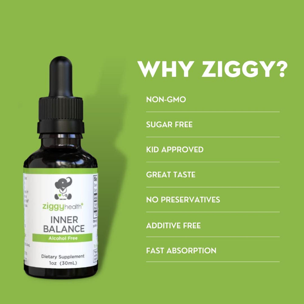 Pouring Ziggy Health Inner Balance drops for daily use.