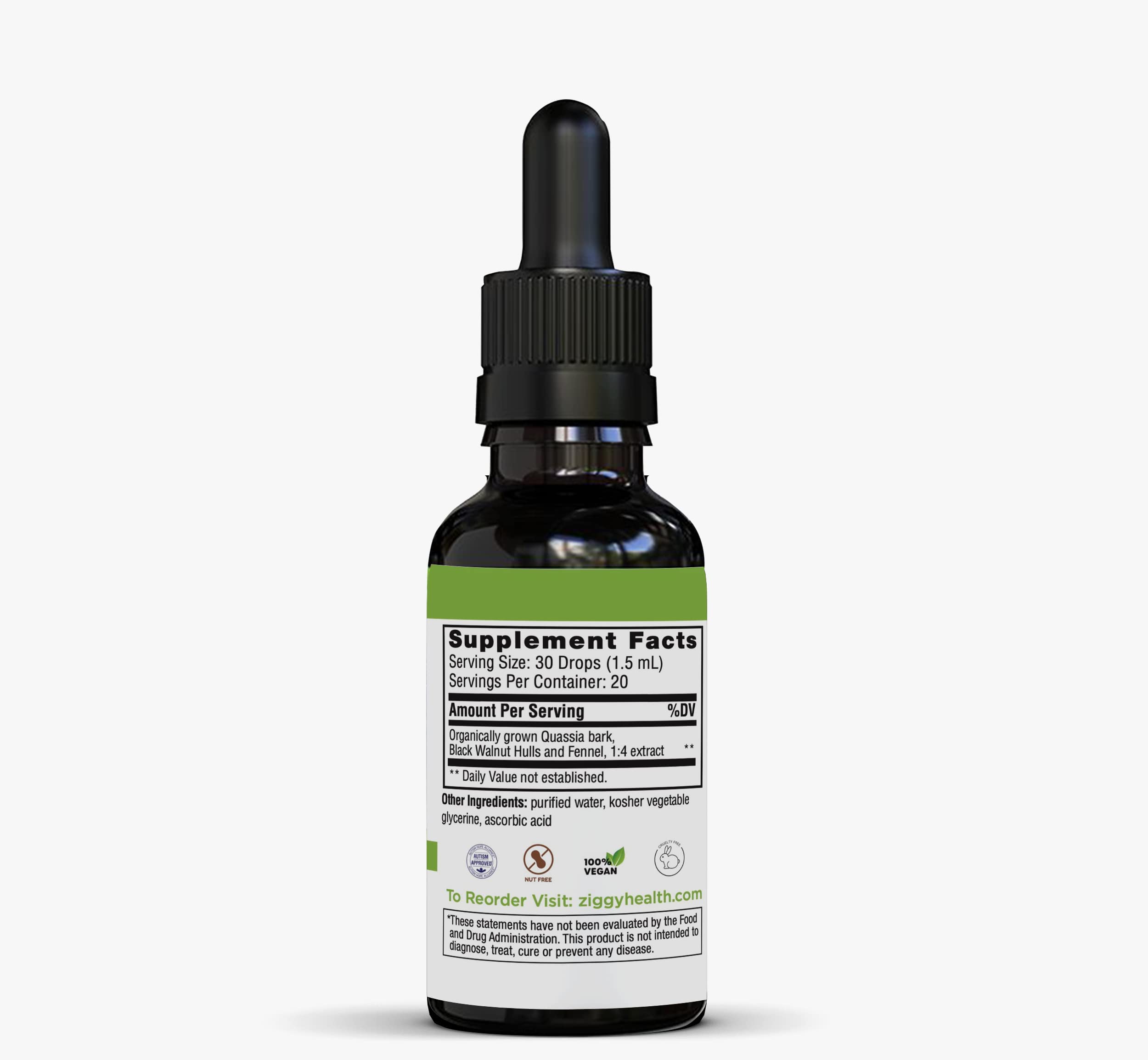 Glass of water with Ziggy Health Inner Balance drops.